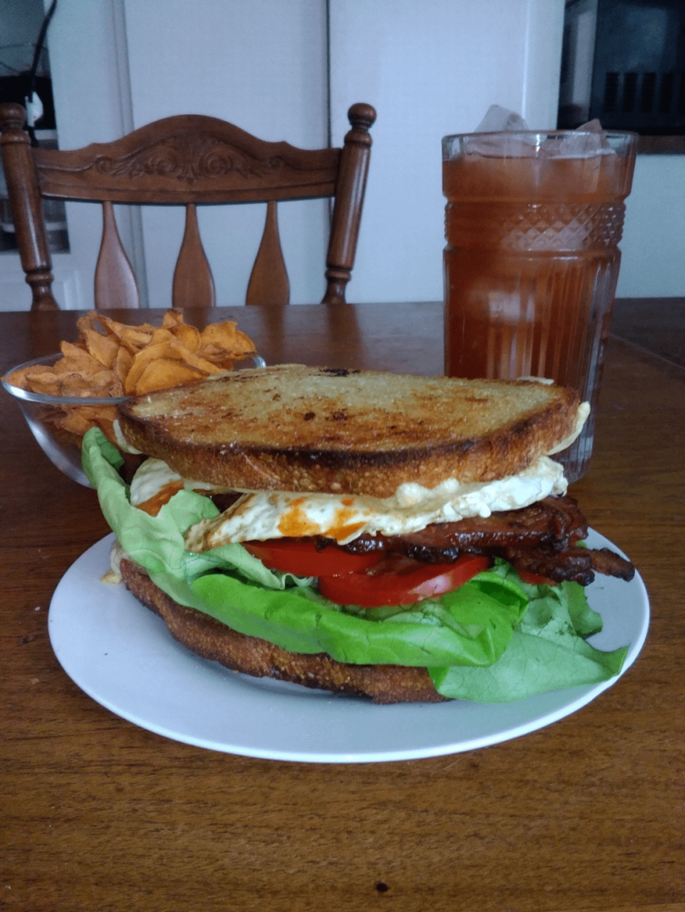 BELTCH... Bacon, egg, lettuce, tomato, cheese, and hot sauce.