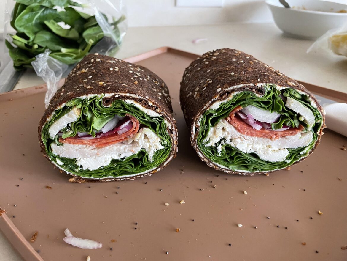 Turkey, pepperoni, spinach wrap