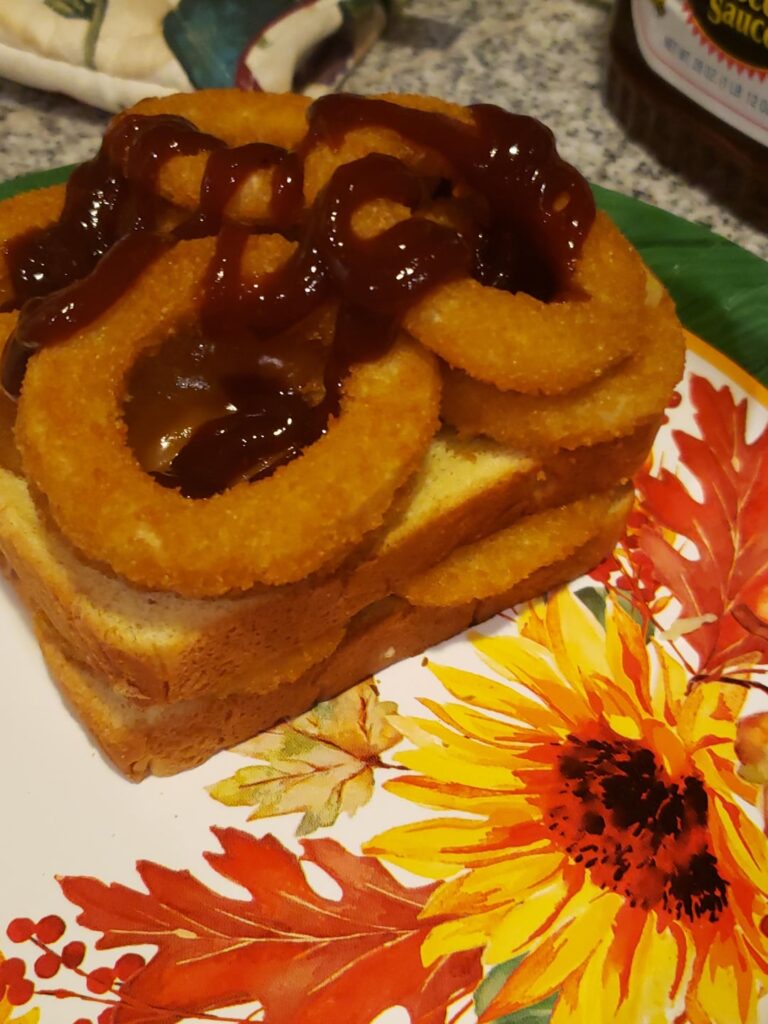 double stack onion ring sandwich