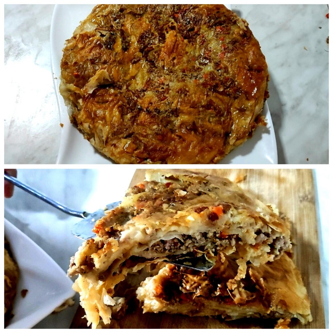 Burek with meat from ready-made crusts