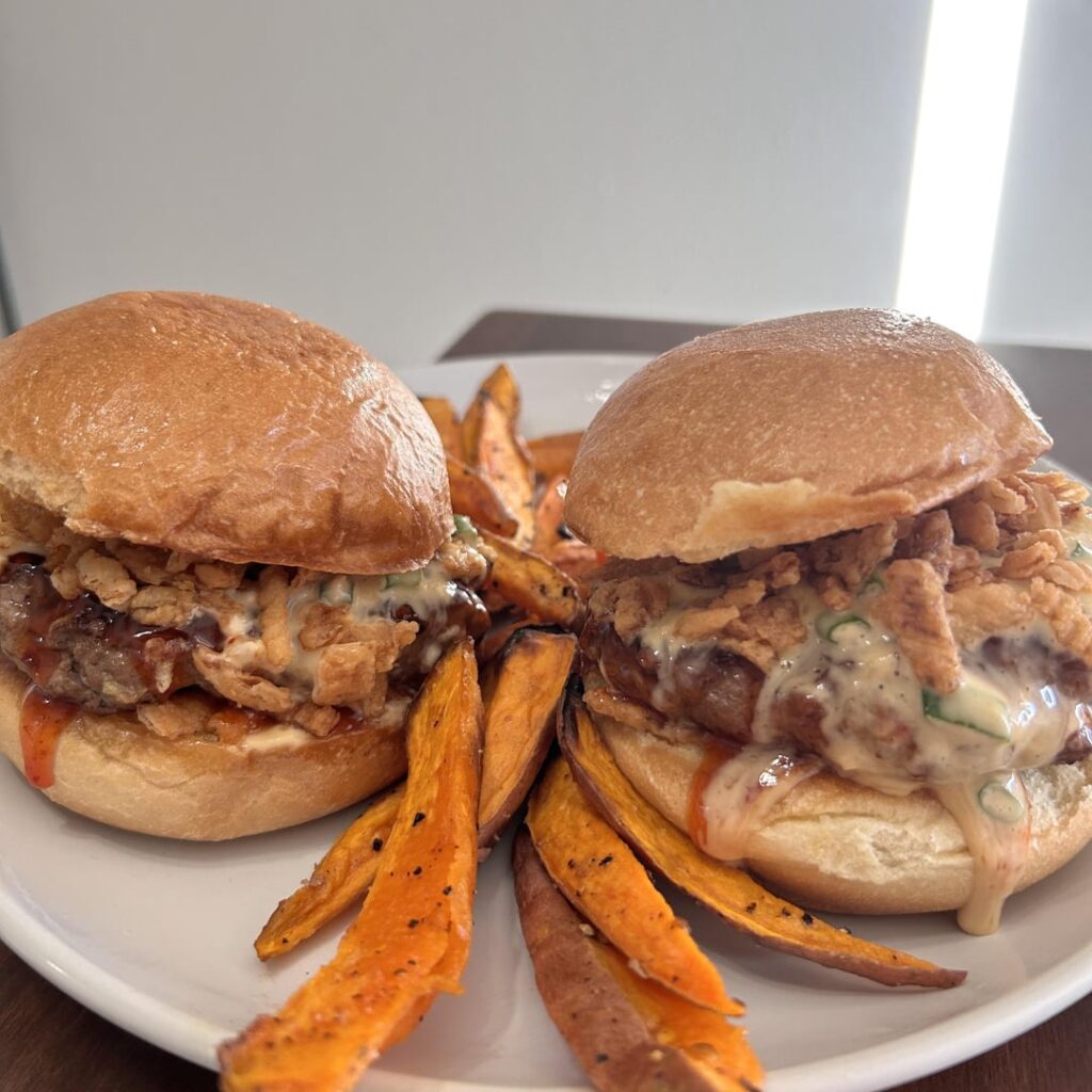 Sweet Thai chili burgers