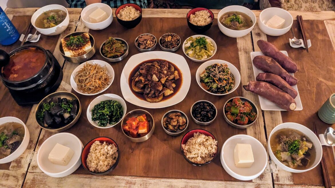 Dinner I made tonight! Kimchi jjigae, kongchi mujorim, and hobak guk