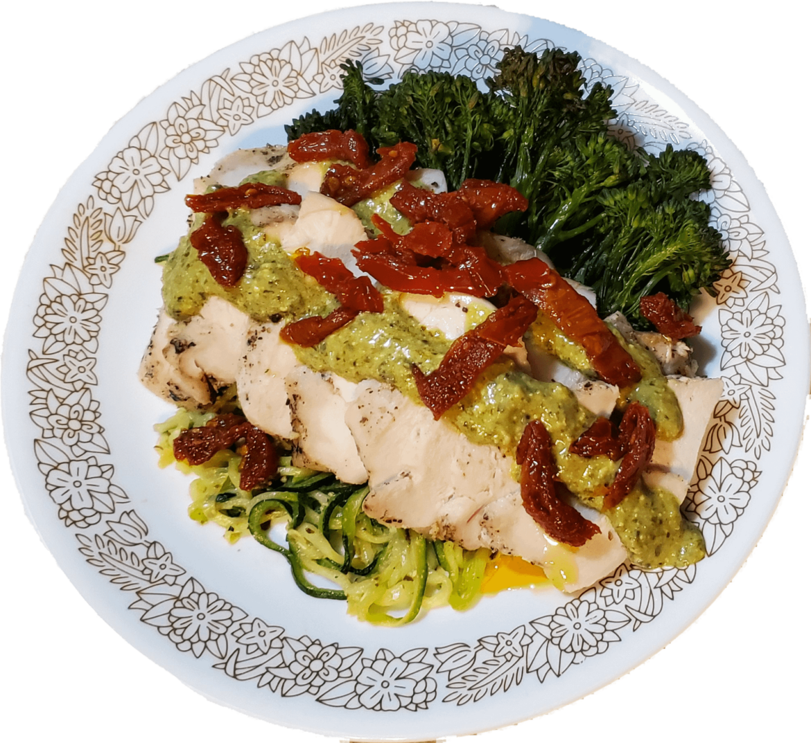 Creamy Pesto Chicken Faux-Pasta [OC]