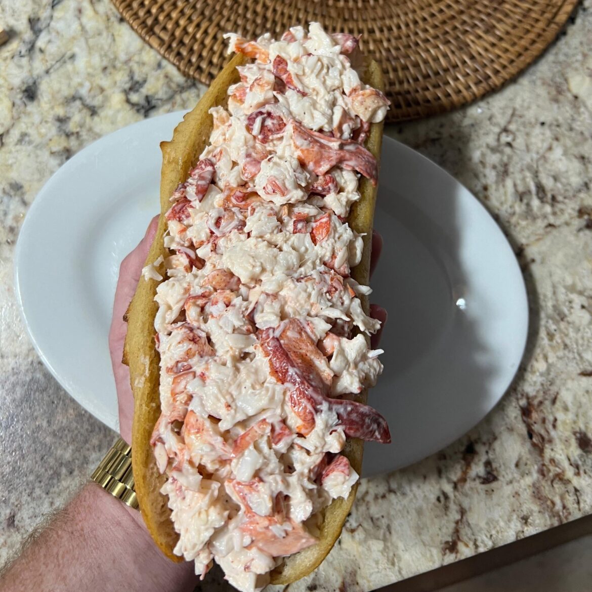 Biggest Maine lobster roll I ever made or had. 2lbs. of Maine lobster meat in there.
