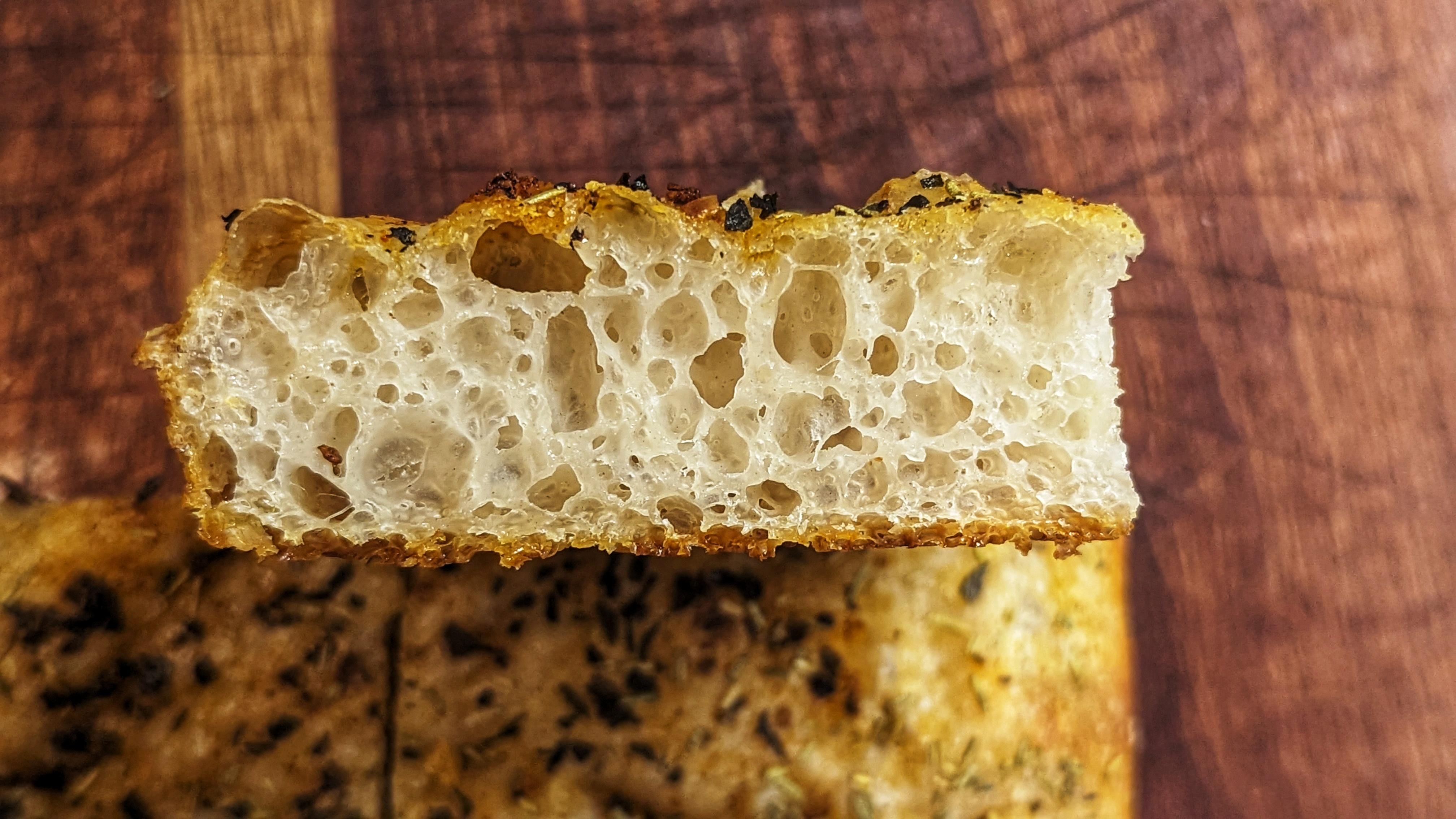Rate my crumb 90 hydration sourdough focaccia Dining and Cooking