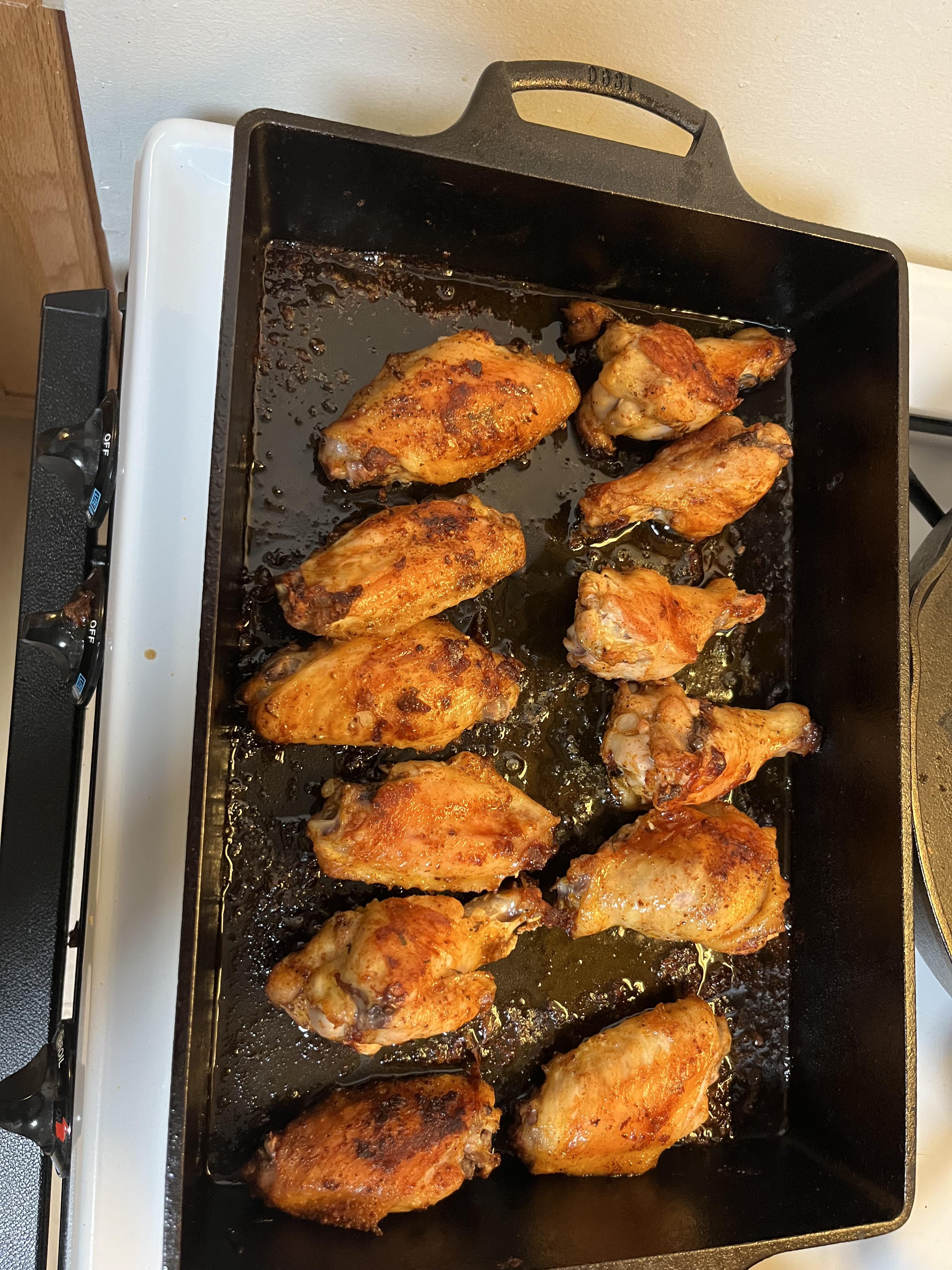 Cast iron wings anybody? Dining and Cooking