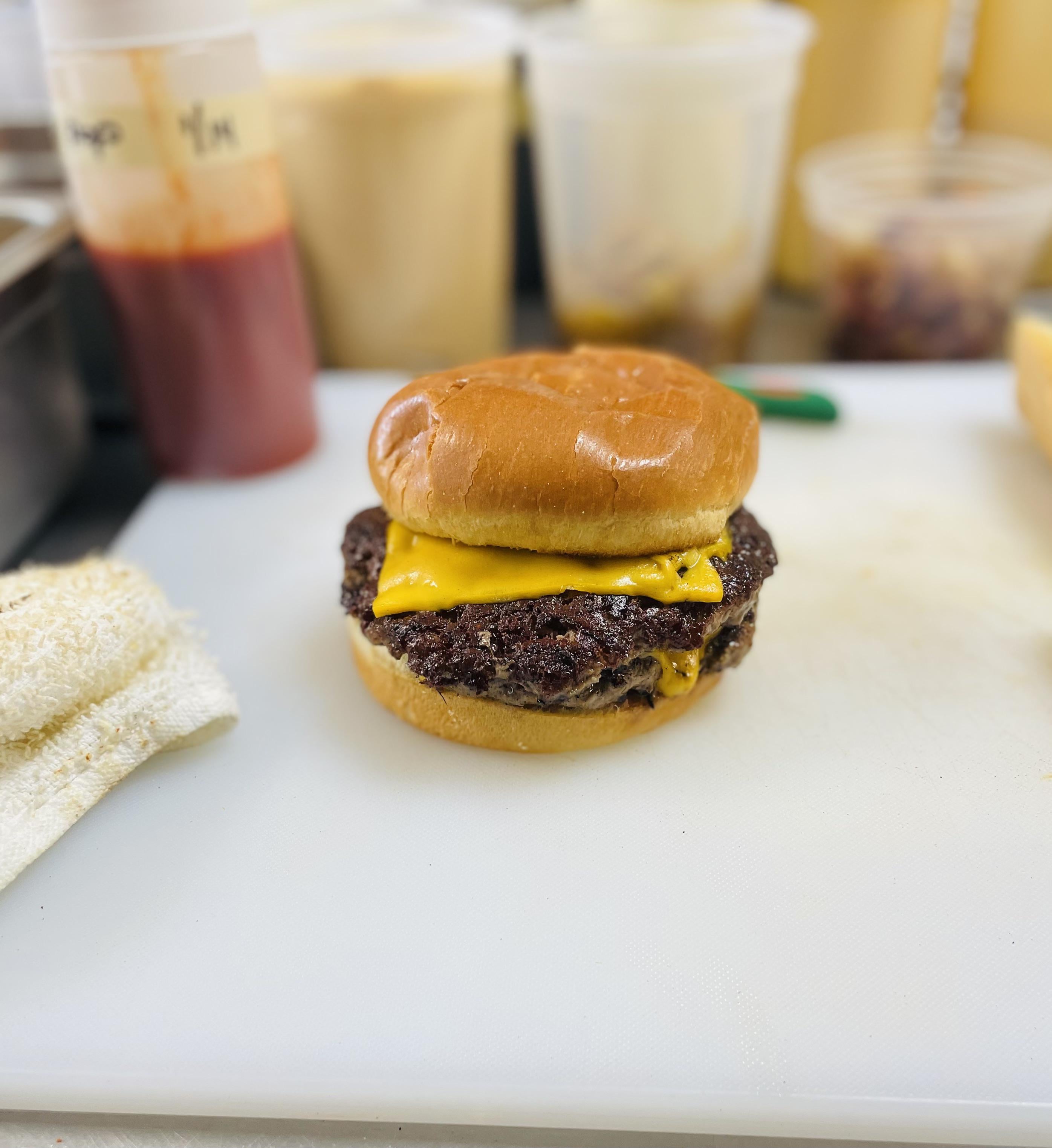 double smash, american cheese x2, burger sauce Dining and Cooking