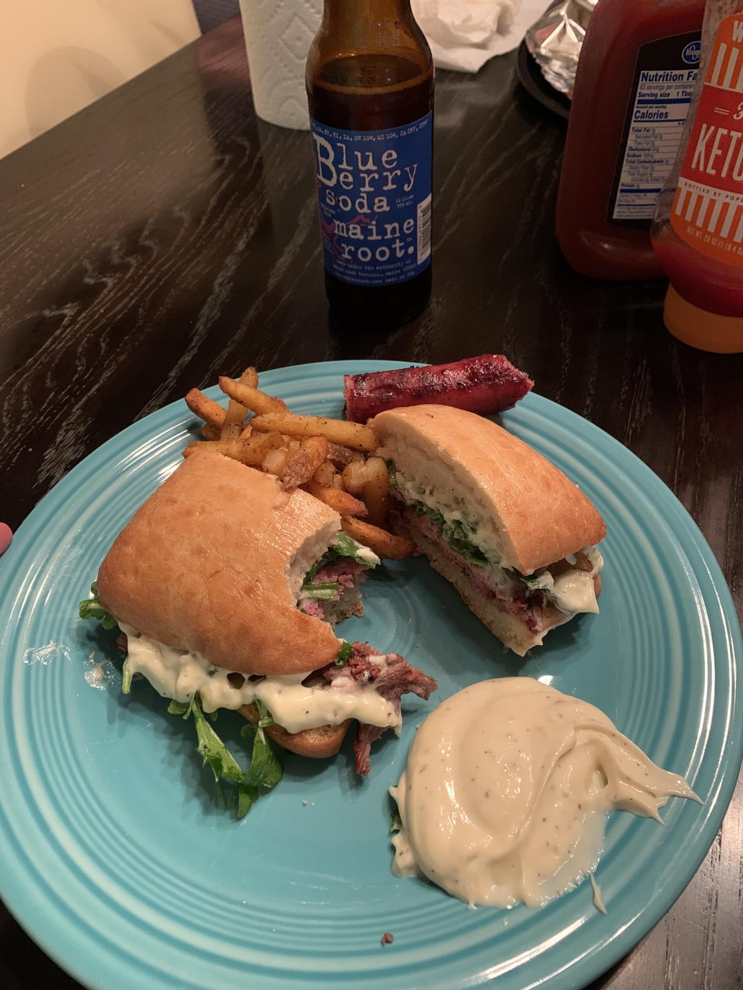 Made flat iron steak sandwiches Dining and Cooking