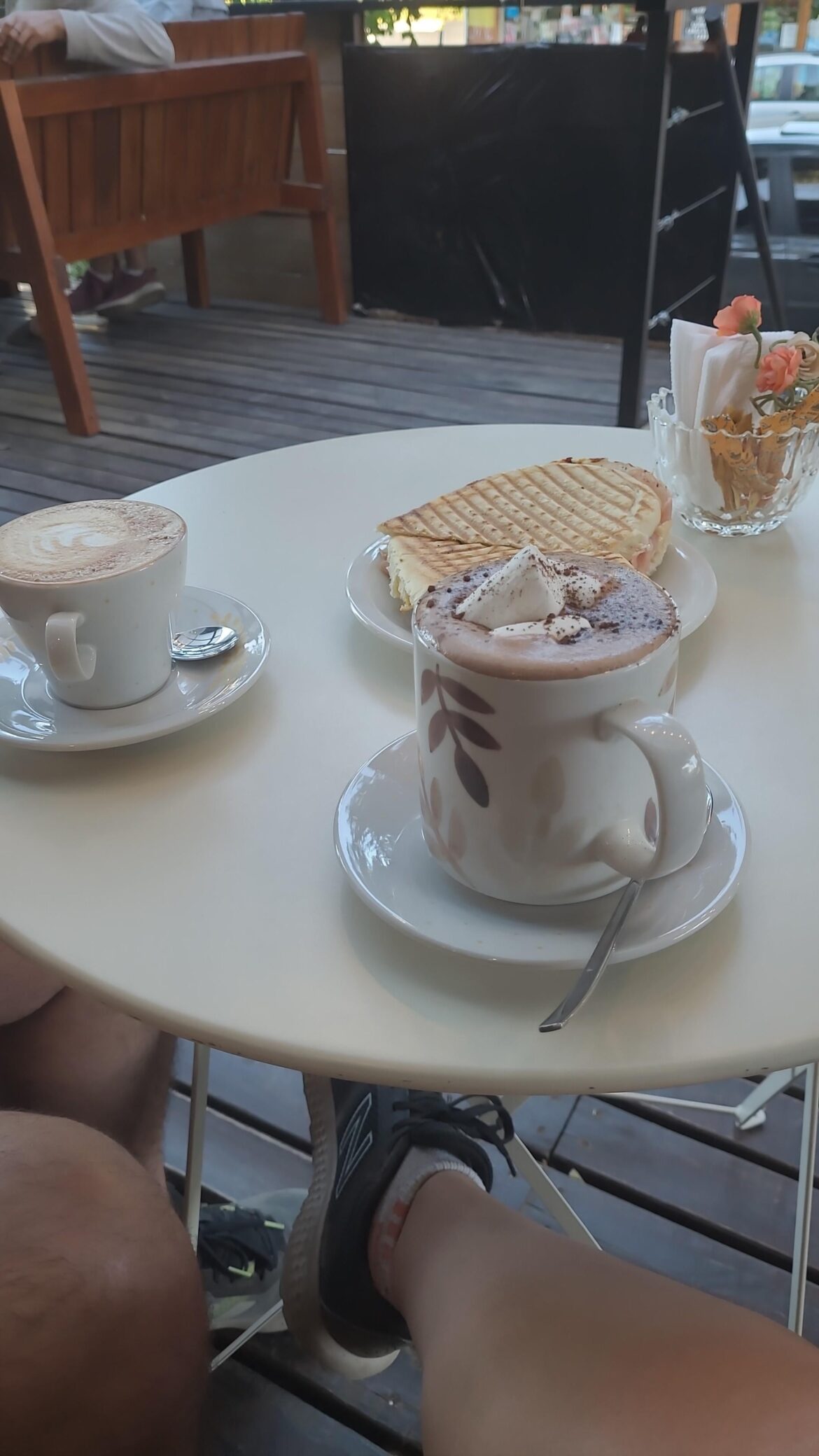 Beautiful afternoon of sandwiches and hot chocolate