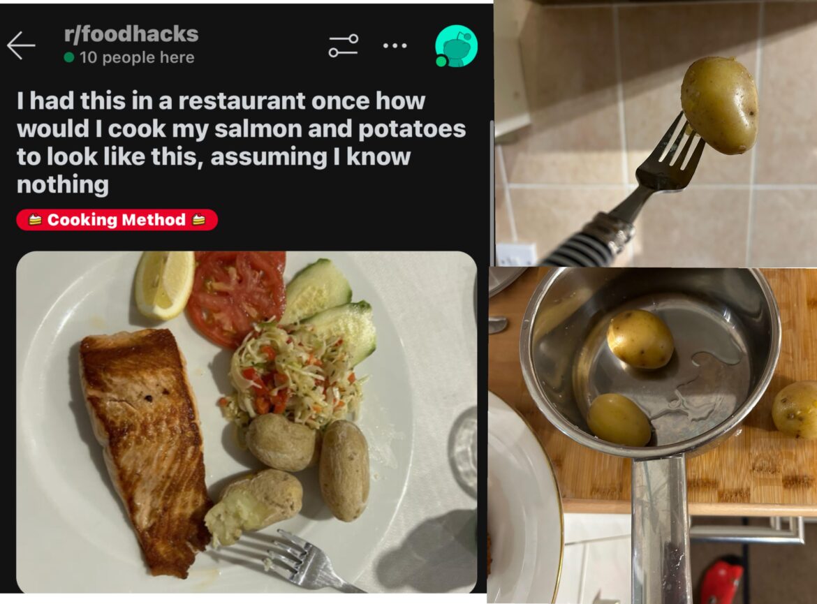 My first attempt at recreating these potatoes was a failure, the steps I followed said to have no water in a pan and so I burnt the pan so I just ate the potatoes they were just like regular boiled potato’s just a bit hard.