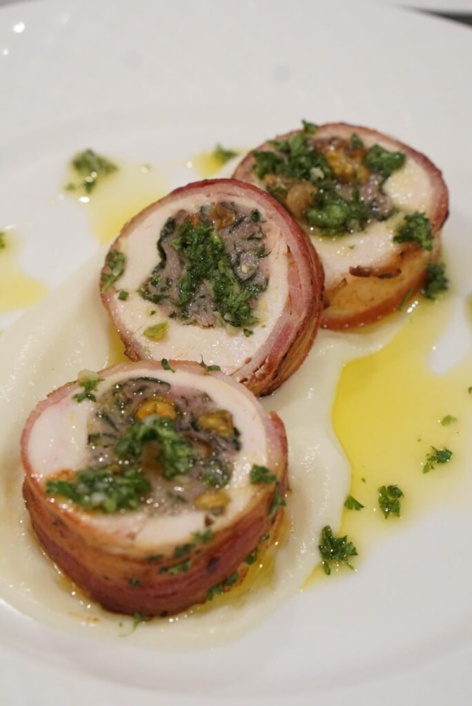 Chicken Roulade stuffed with Pistachio Sausage