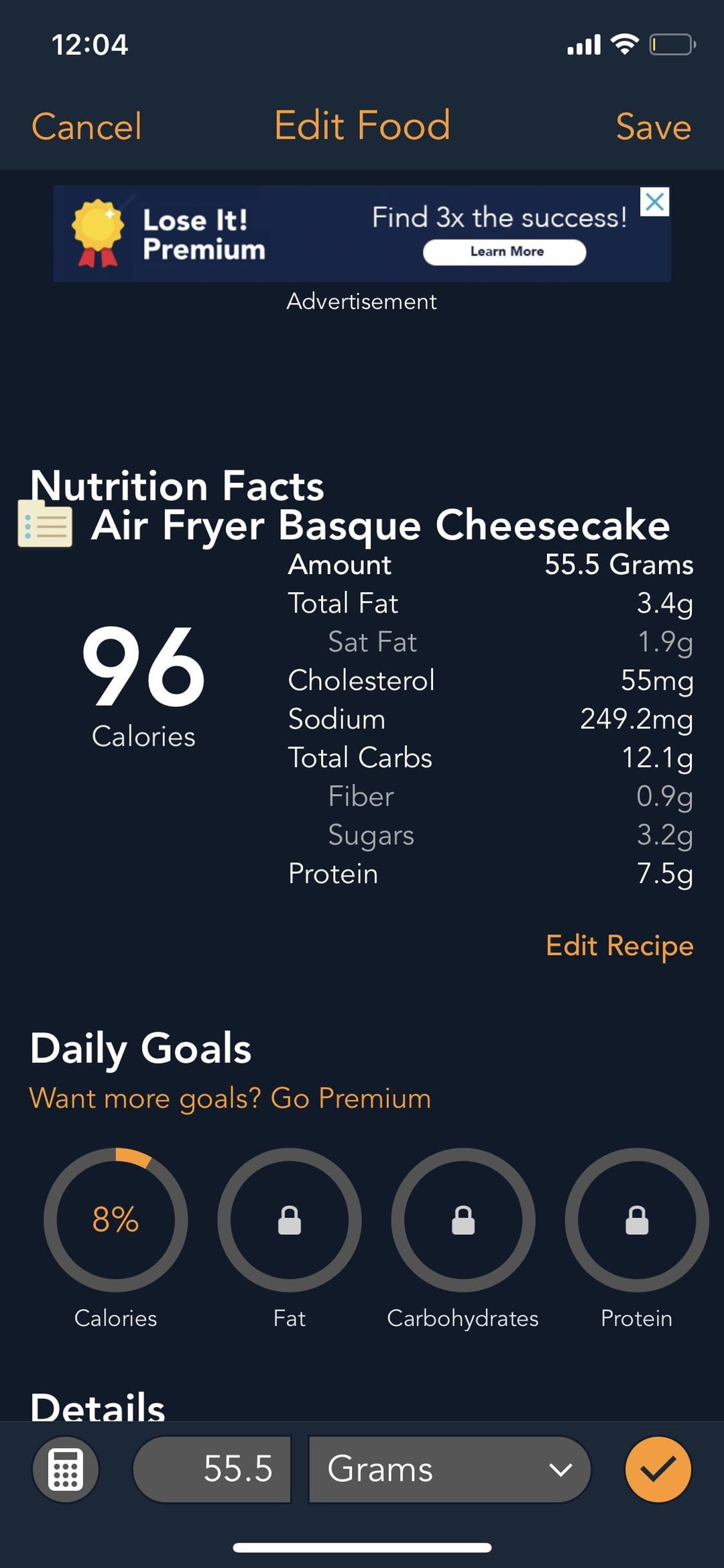 98 calorie air fryer basque cheesecake! Dining and Cooking