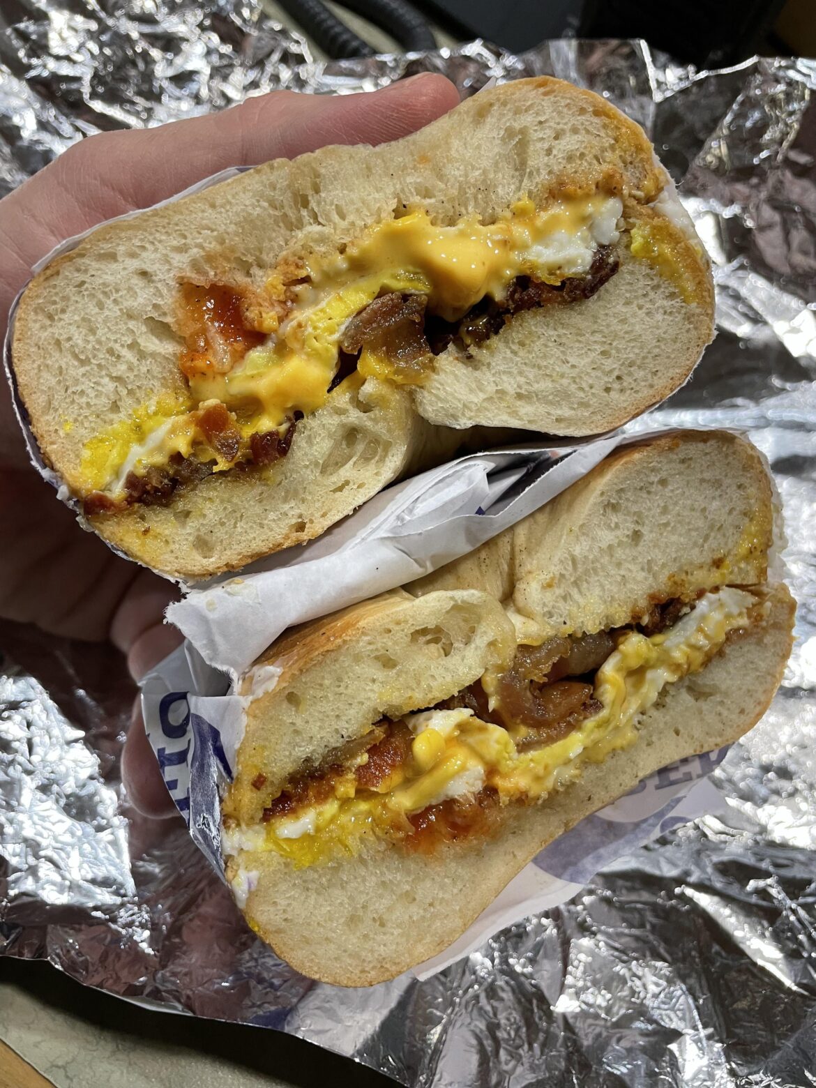 I usually prefer a roll, but this BEC on a bagel was excellent