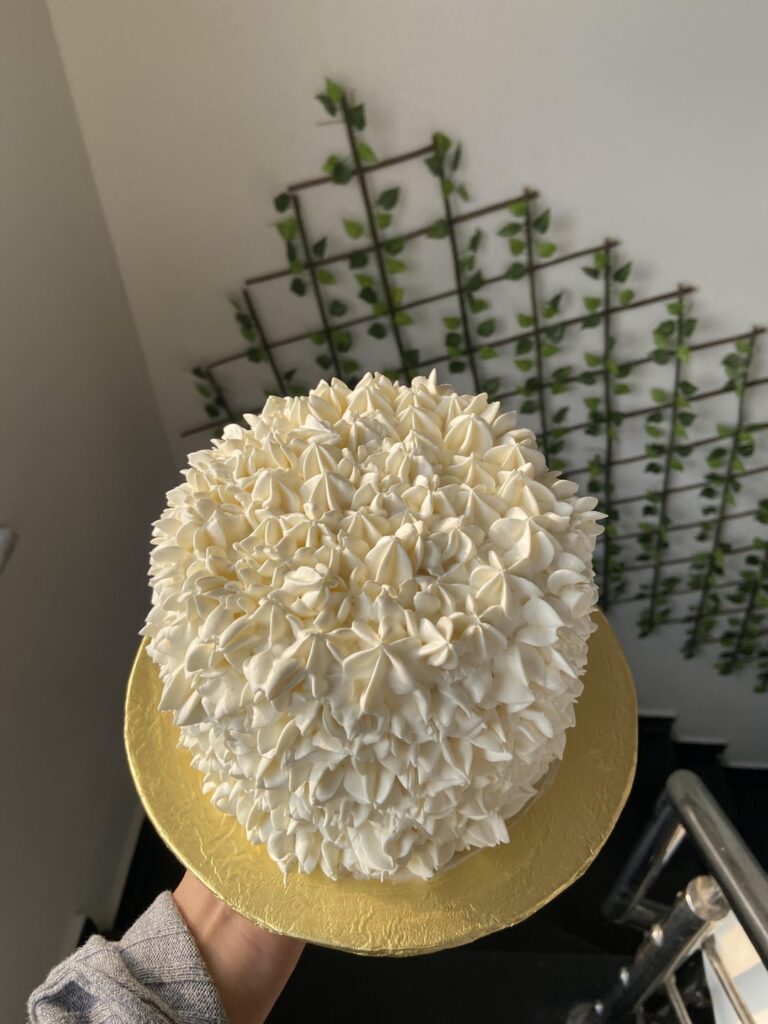 First time baking and stacking a layered cake!