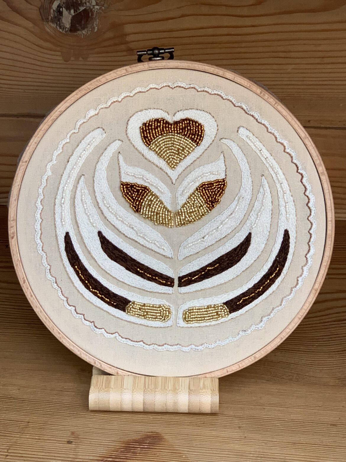 Was sent here by the embroidery community. This piece is inspired by latte art