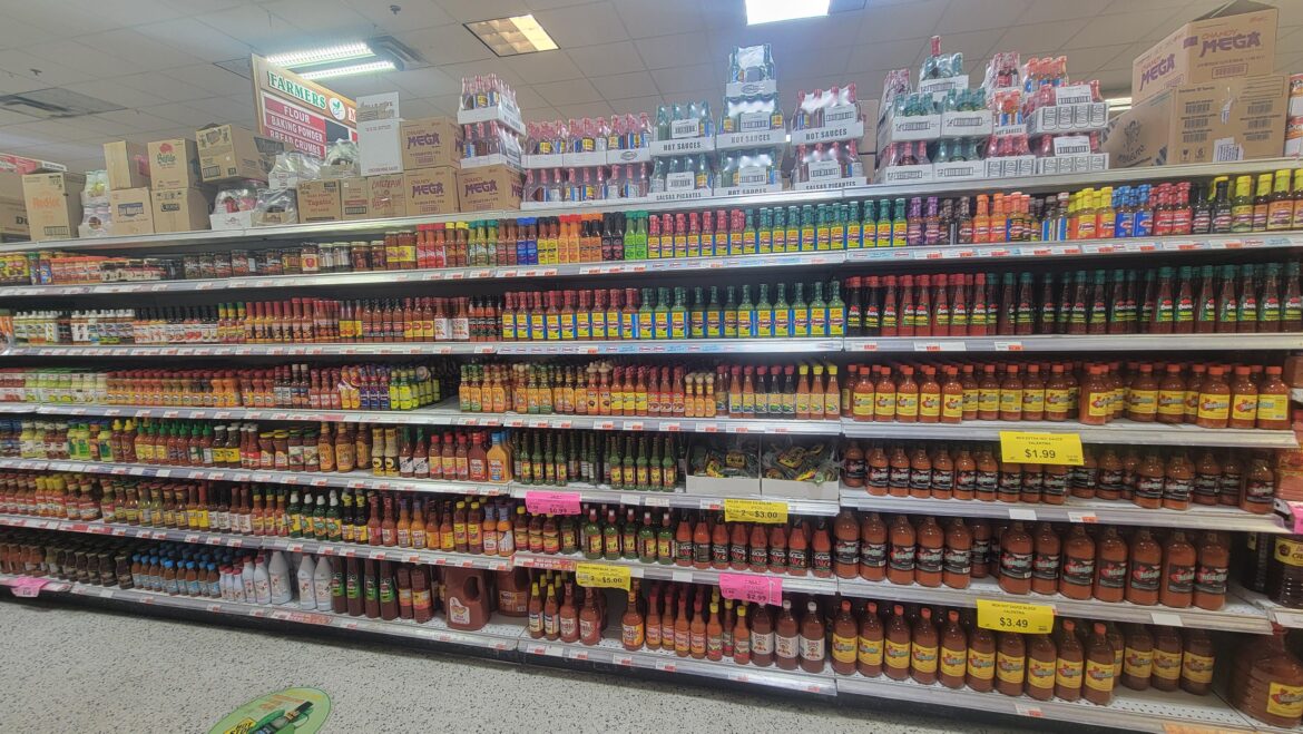 Selection on 1 aisle of a Farmers Market in Atlanta