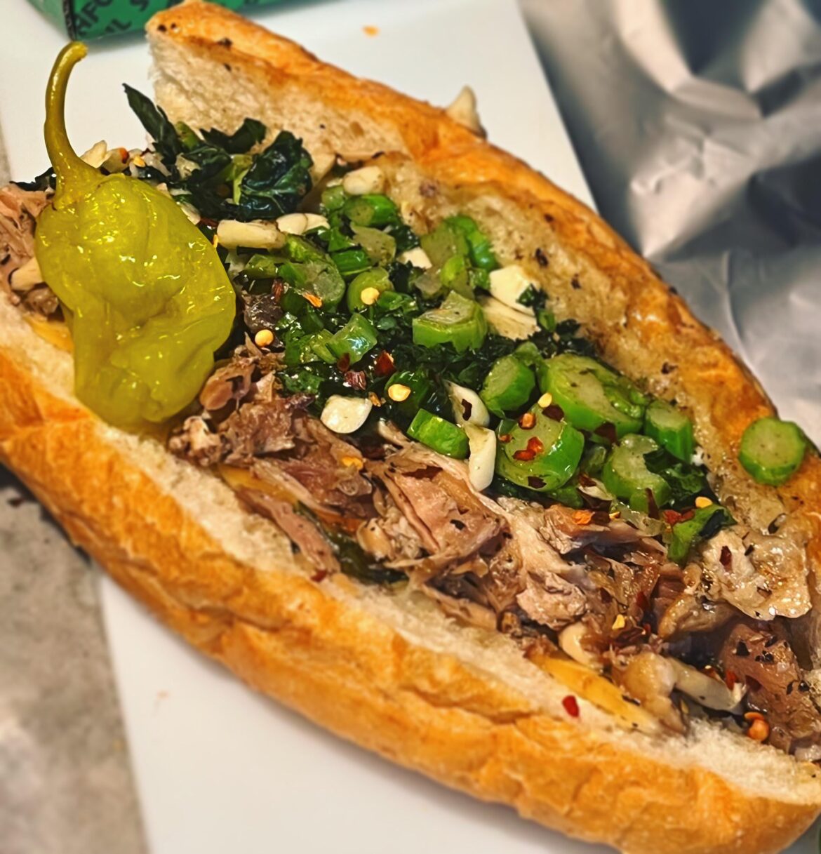 Italian Roast Pork and greens