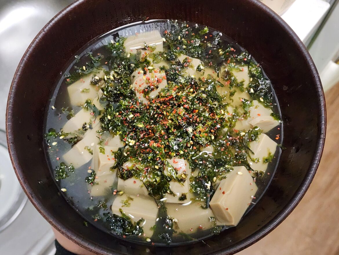 Acorn jelly in cold broth. Easiest dinner on the planet!