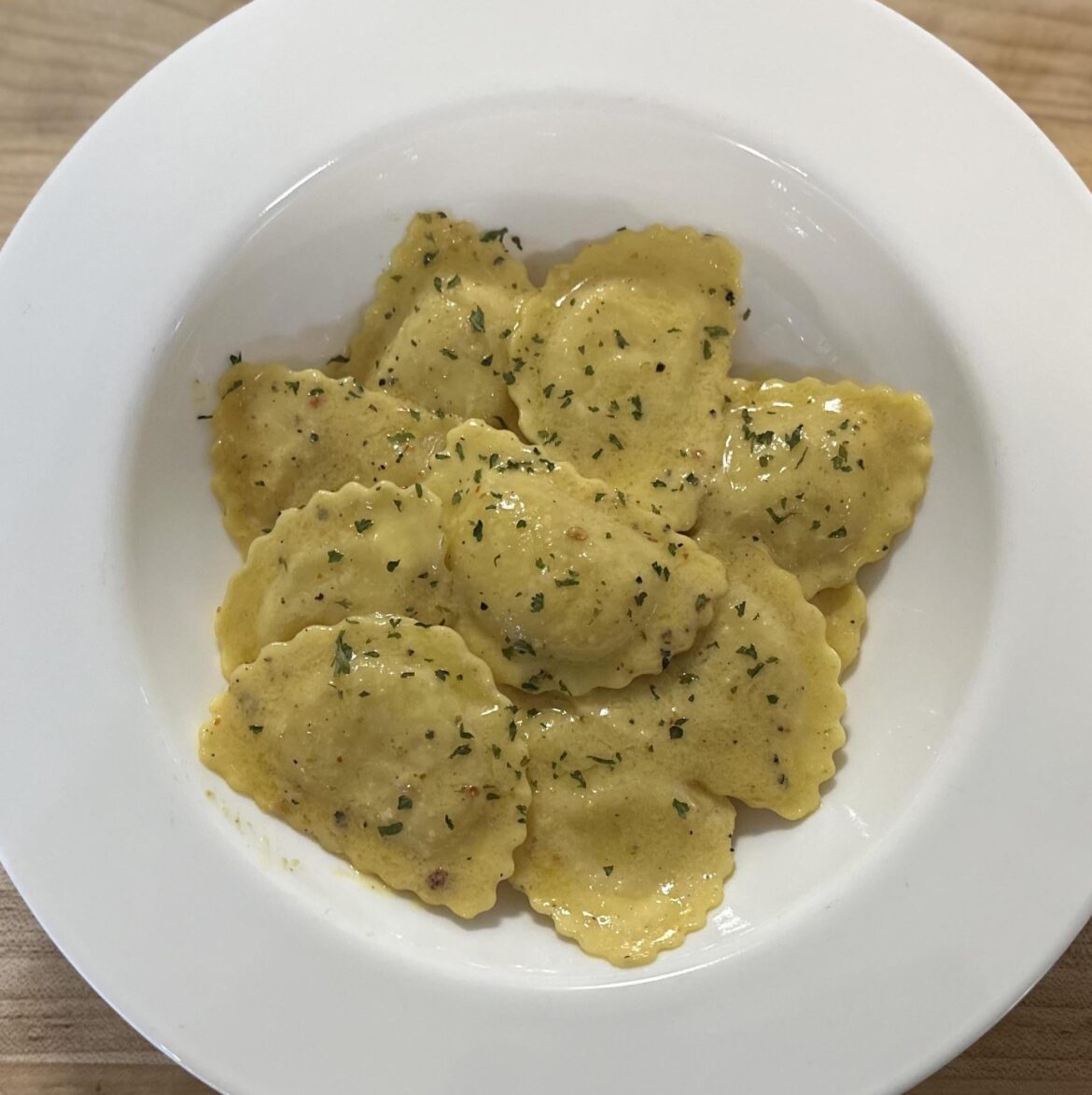 Lobster ravioli with white wine cream sauce