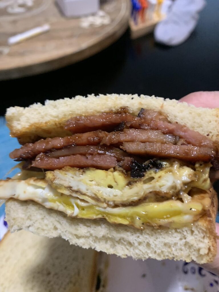 Egg, ham and cheese after a good workout