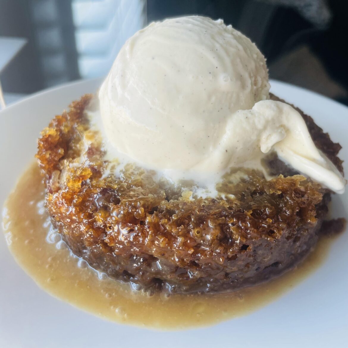 Sticky Toffee Pudding & Vanilla Ice Cream [homemade]