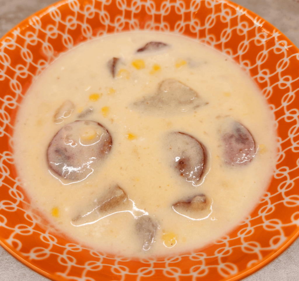 Slow Cooker Creamy Sausage, Corn, and Potato soup (more like a chowder)