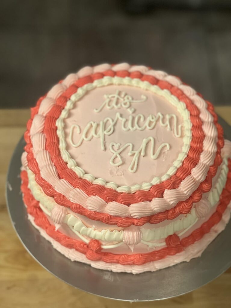 My first layer cake and first attempt at decorating