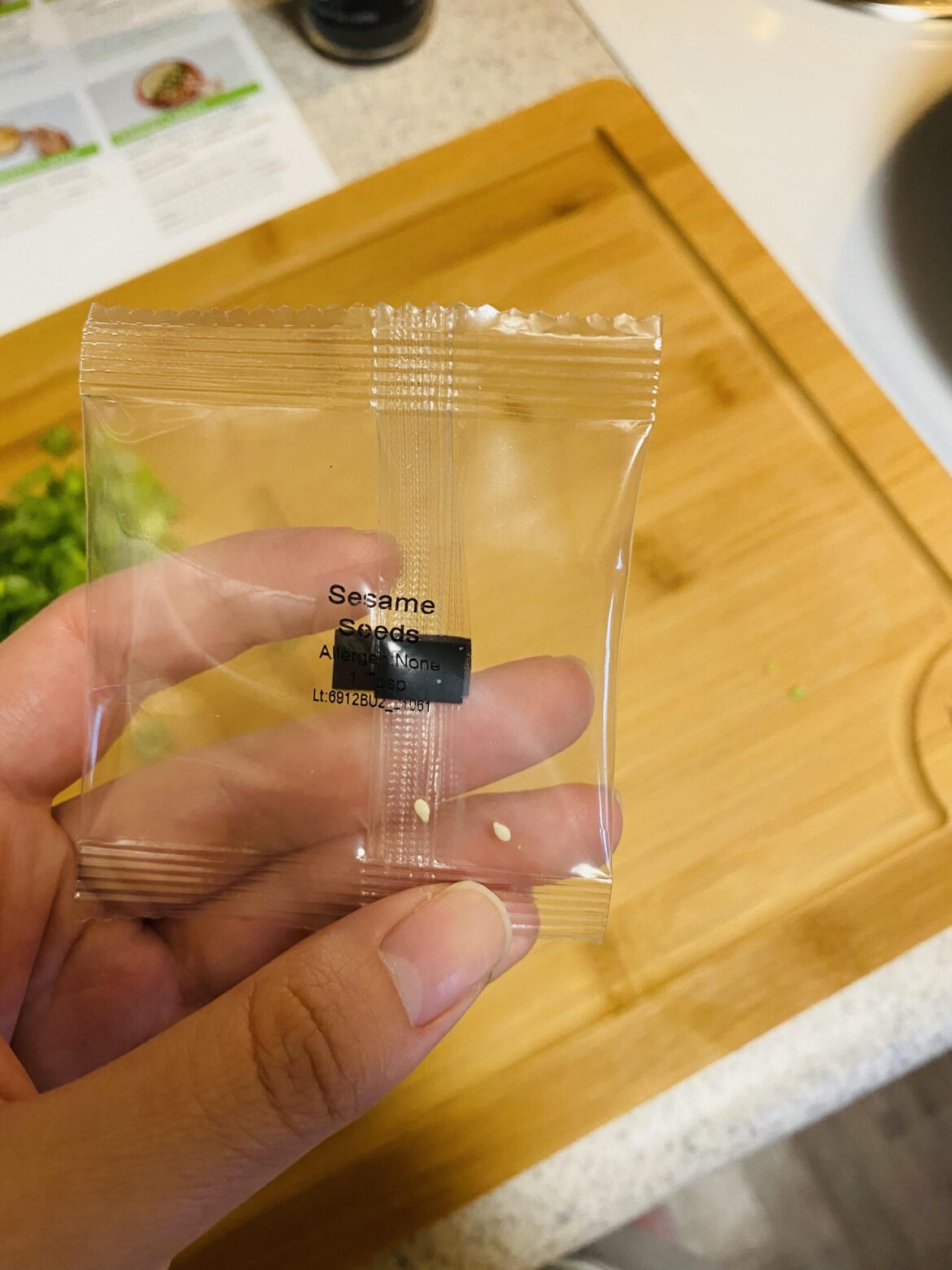 According to HelloFresh, a serving size is one sesame seed per person.