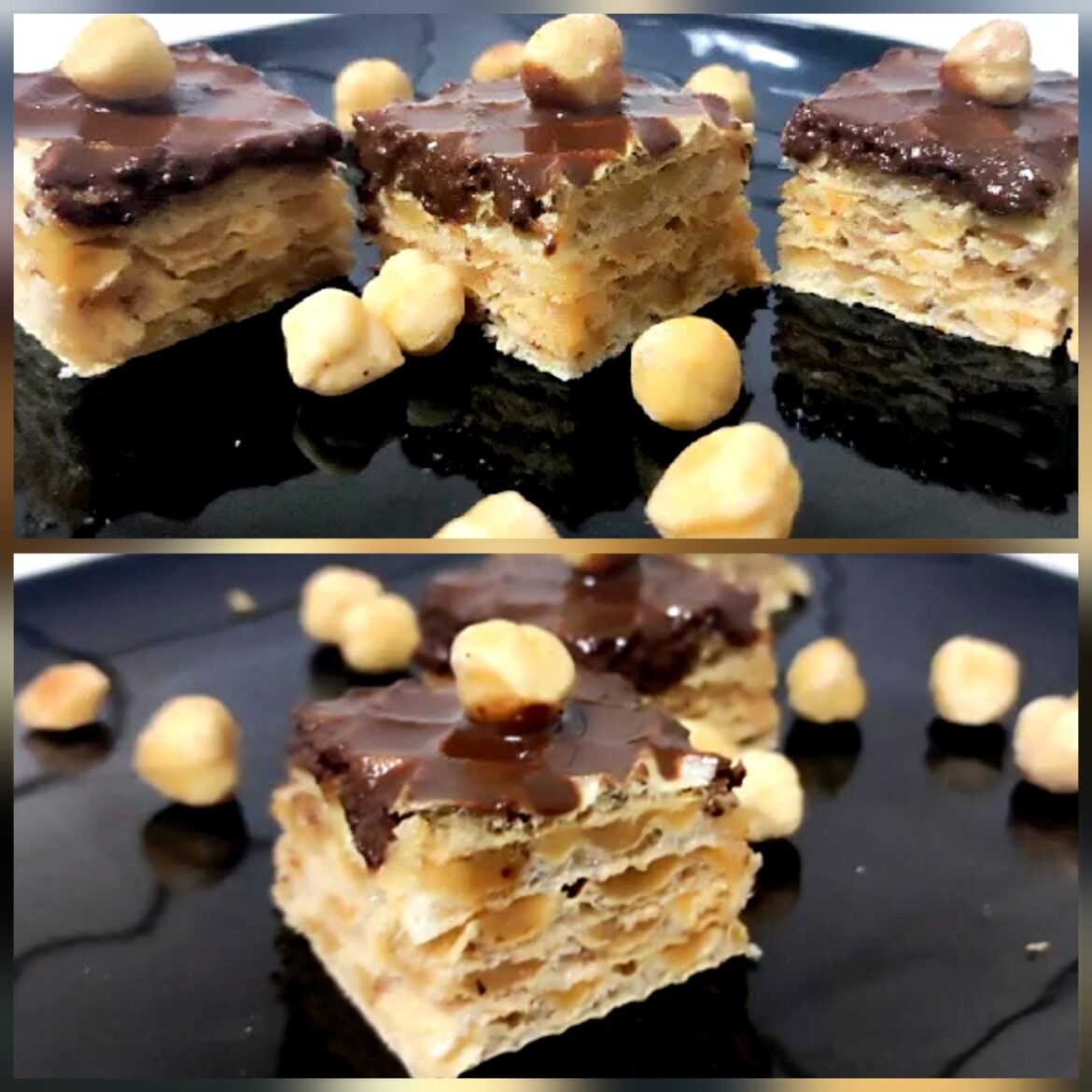 Lean wafers with nuts and biscuits for 15 min