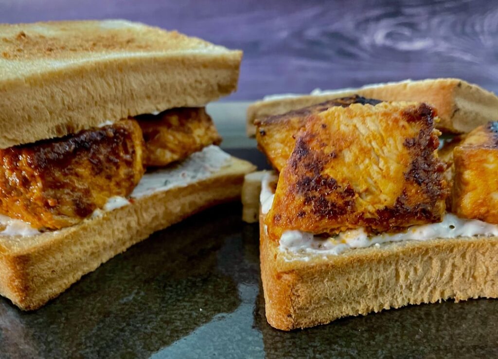 Spicy turkey sandwich with seasoned crème fraîche