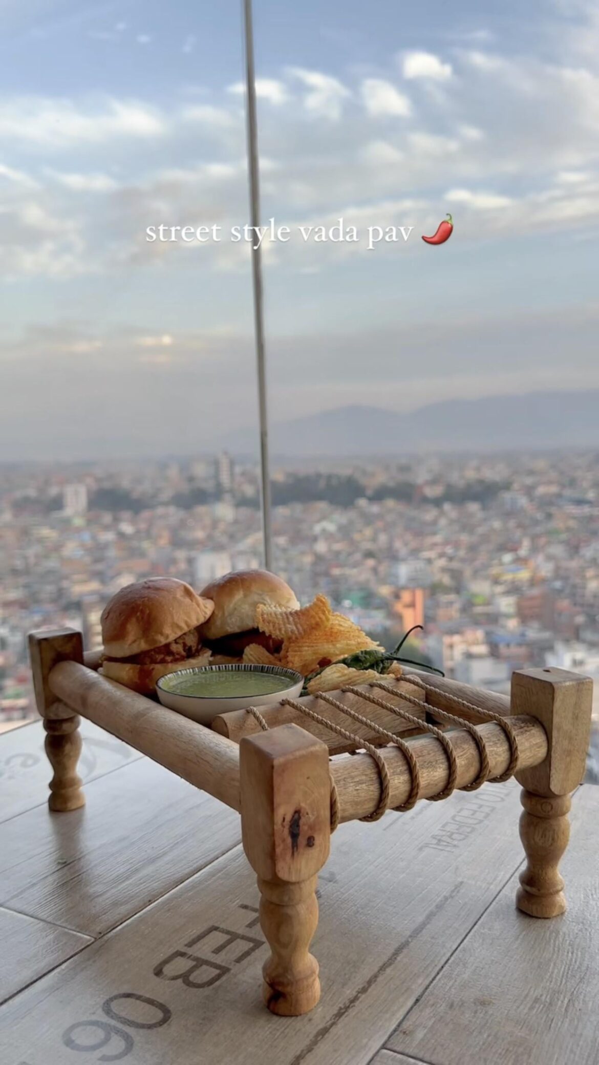 Burgers on a wooden cot