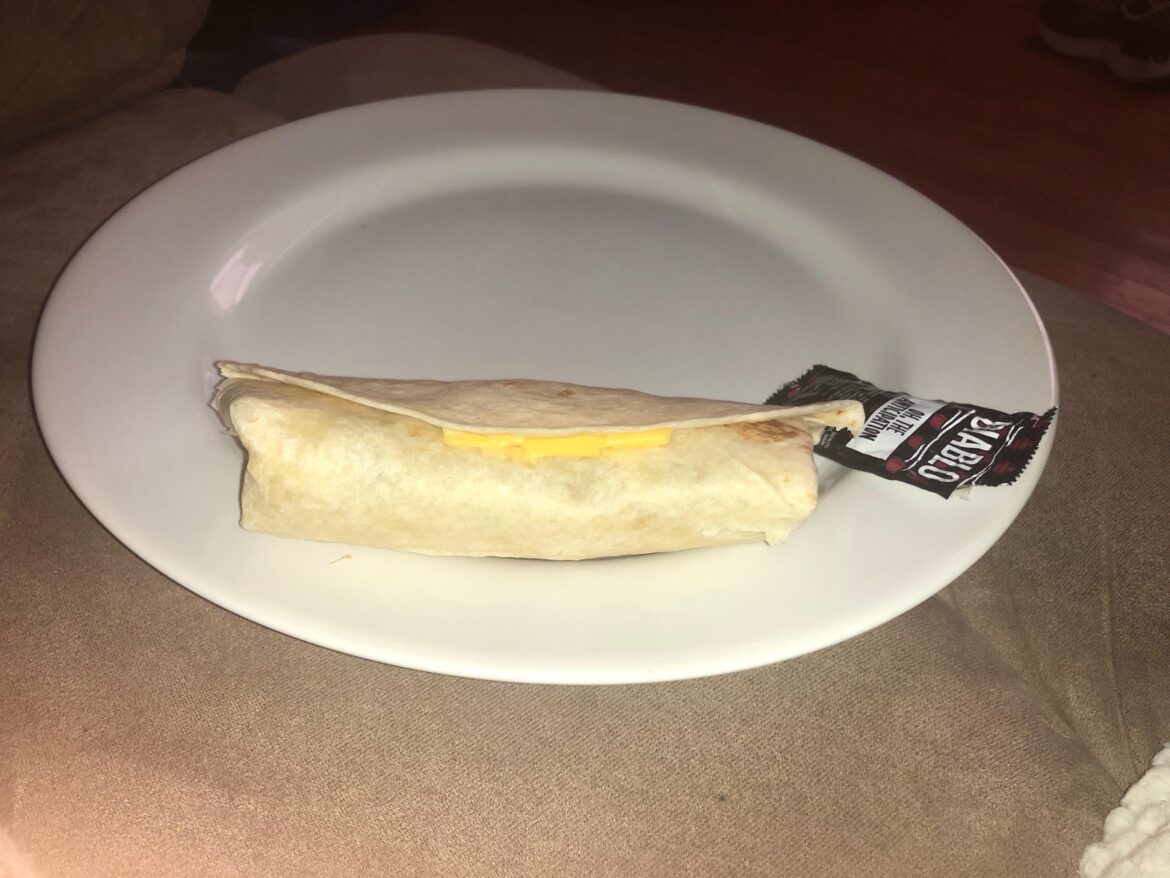 Remember the burrito tape…. Just use cheese. It’s natures food glue