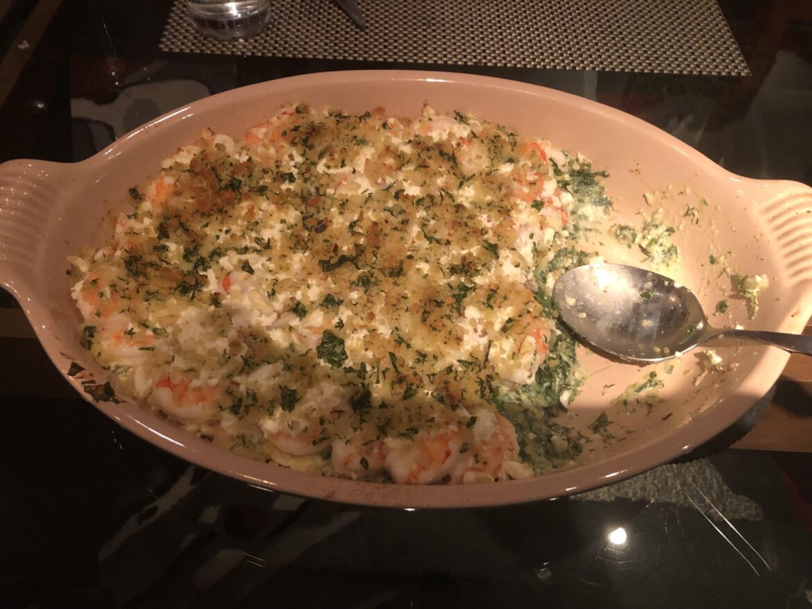 Crispy Roasted Shrimp and Feta with Phyllo-less Spanakopita