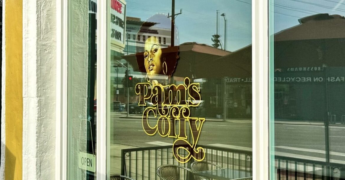 tarantino’s coffee shop, pam’s coffy, is finally open next to the vista