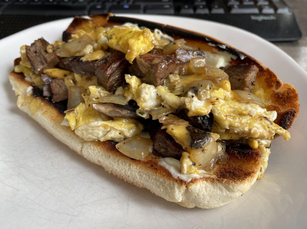 Steak, egg, and cheese
