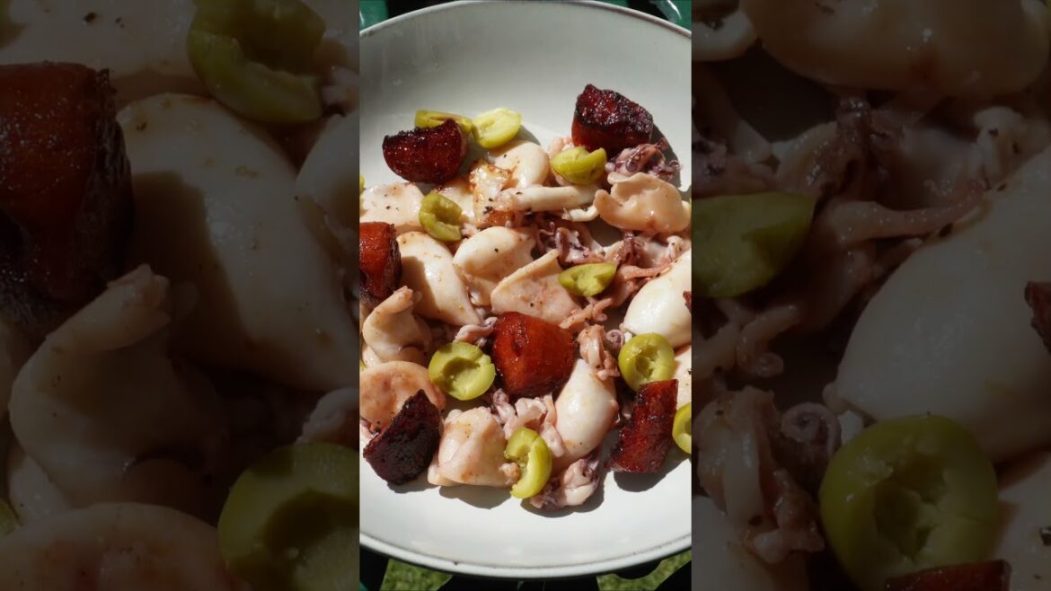 squid with smoked chorizo, olives and chilli mayo