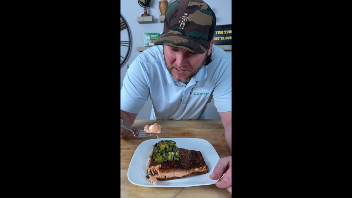 Perfectly Crispy Skin Salmon with Mango Salsa! Perfectly Crispy Skin Salmon with Mango Salsa!