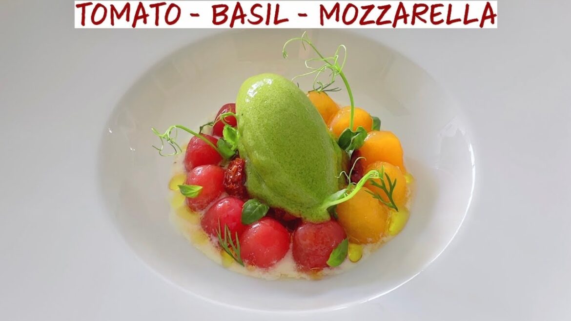 Michelin Star Tomato Salad with Marinated Tomatoes, Basil Sorbet & Whipped Mozzarella | Fine Dining Michelin Star Tomato Salad with Marinated Tomatoes, Basil Sorbet & Whipped Mozzarella | Fine Dining