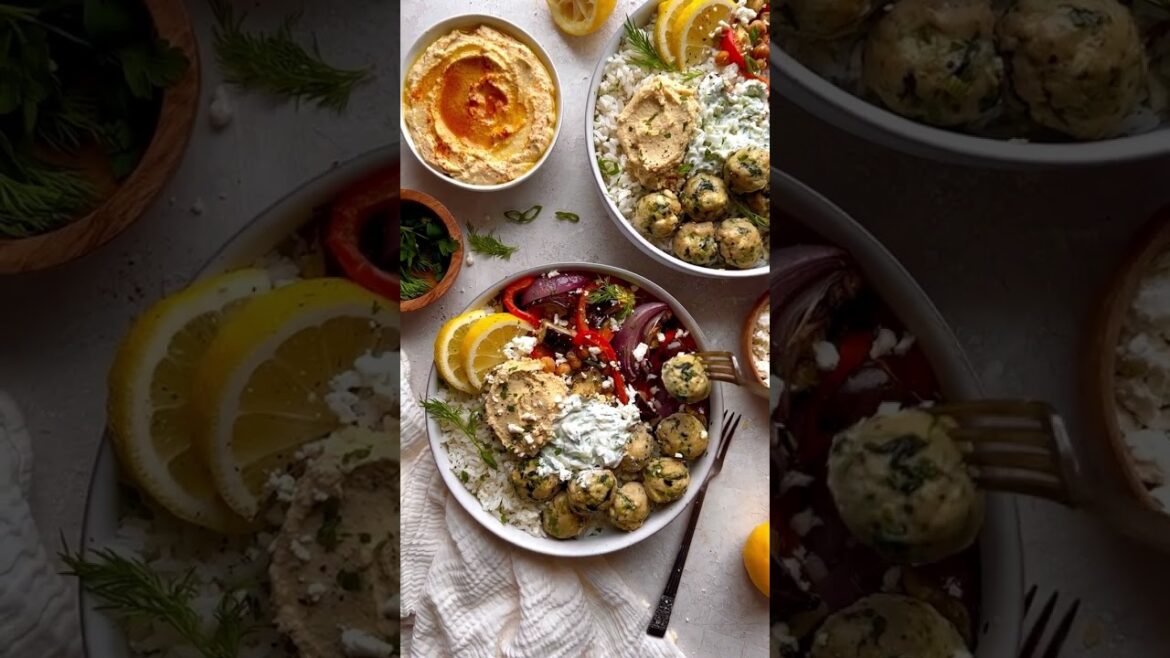 Sheet Pan Greek Meatballs with Veggies and Chickpeas