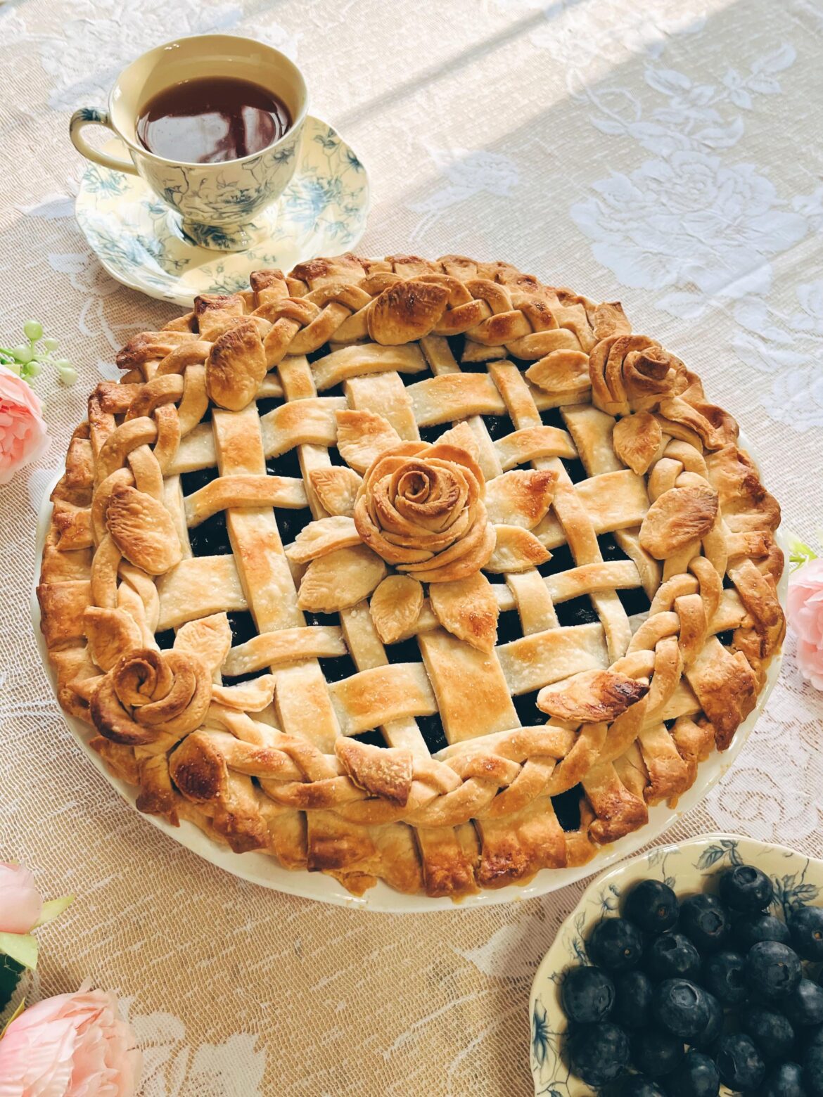 I was craving blueberry pie, and I was in the mood to make some elegant pie crust.