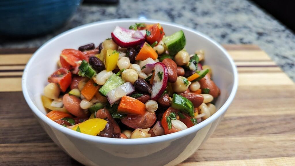 Four Bean Salad with Homemade Dressing (180 Cal Per serving)