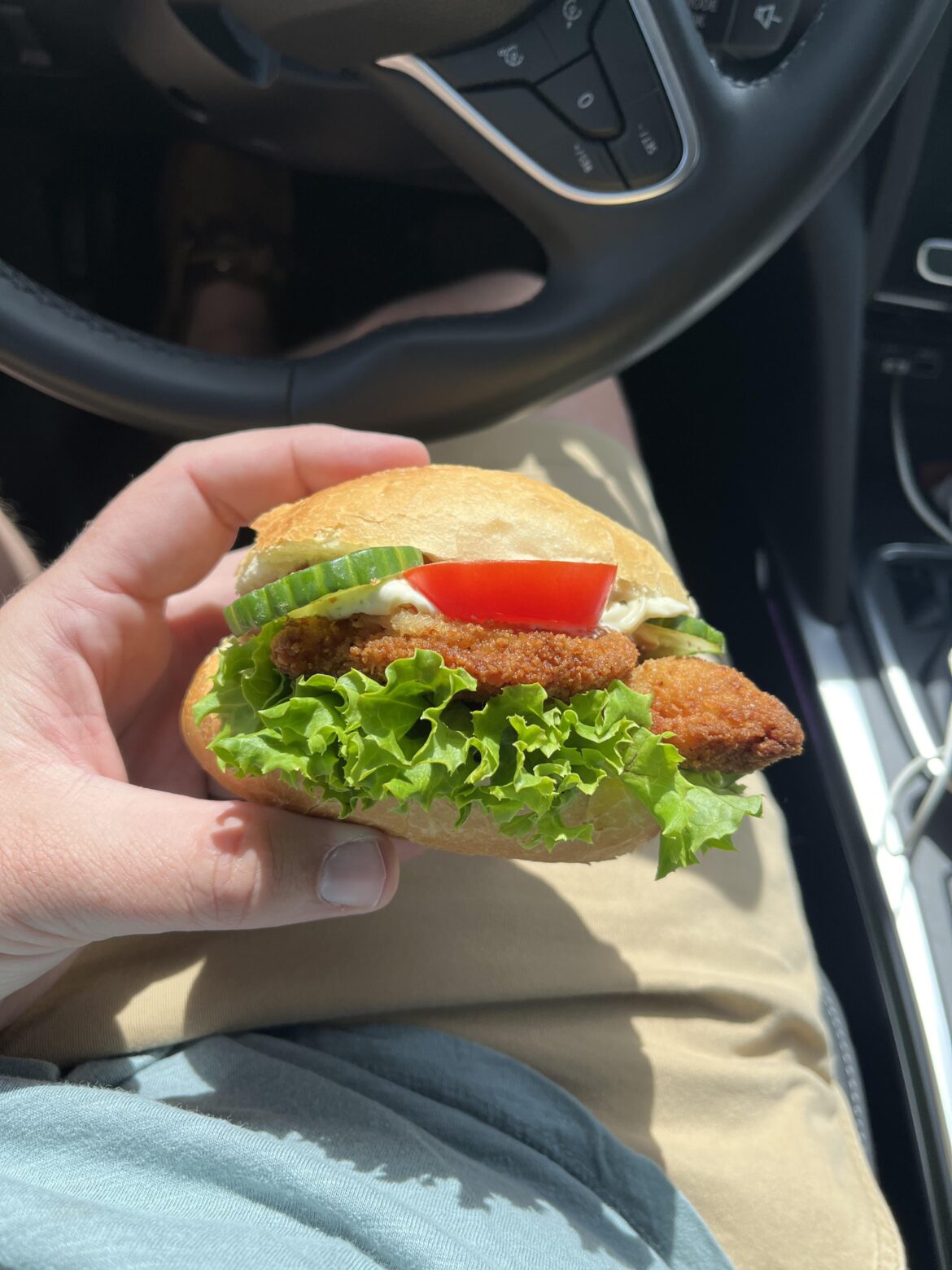 Schnitzel Sandwich from a gas station deli outside of Ahlbeck, Germany