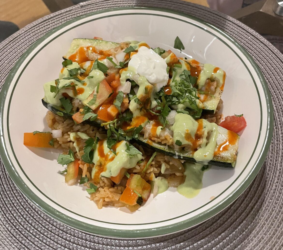 Zucchini boats- yum! And big portions