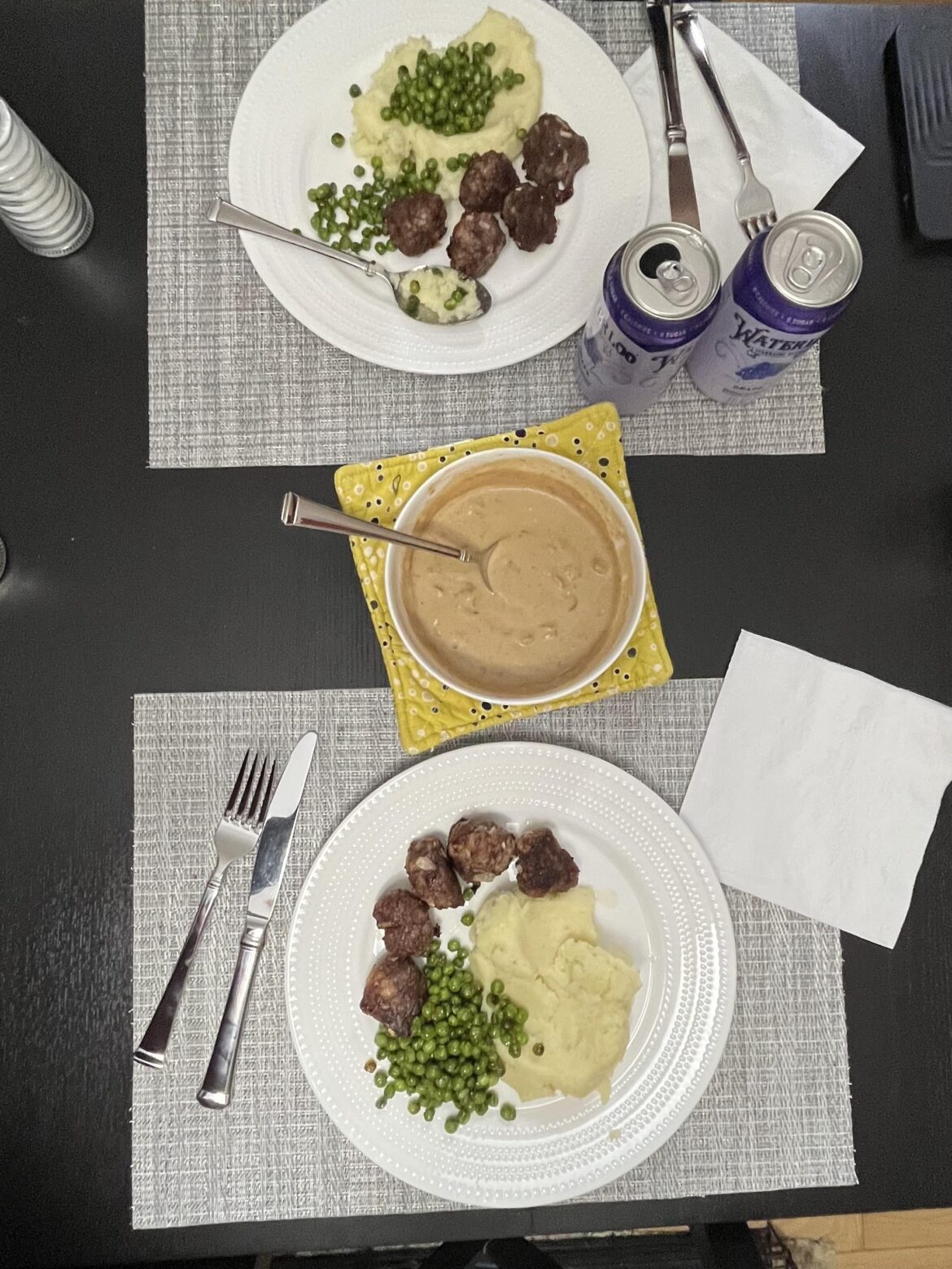 Meatballs with onion cream gravy