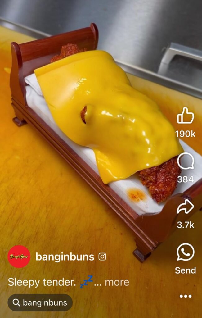 Fried chicken tucked into bed