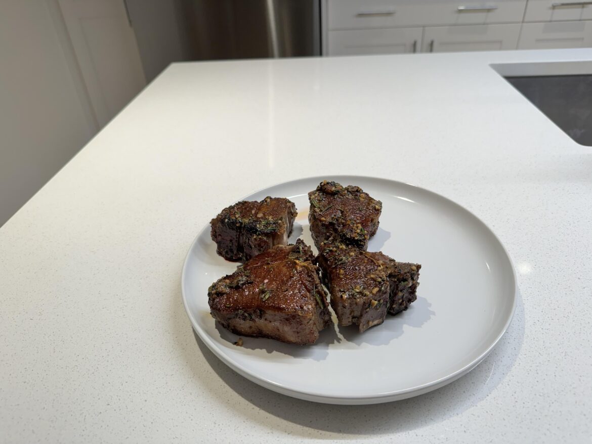 Pan seared lamb loin chops