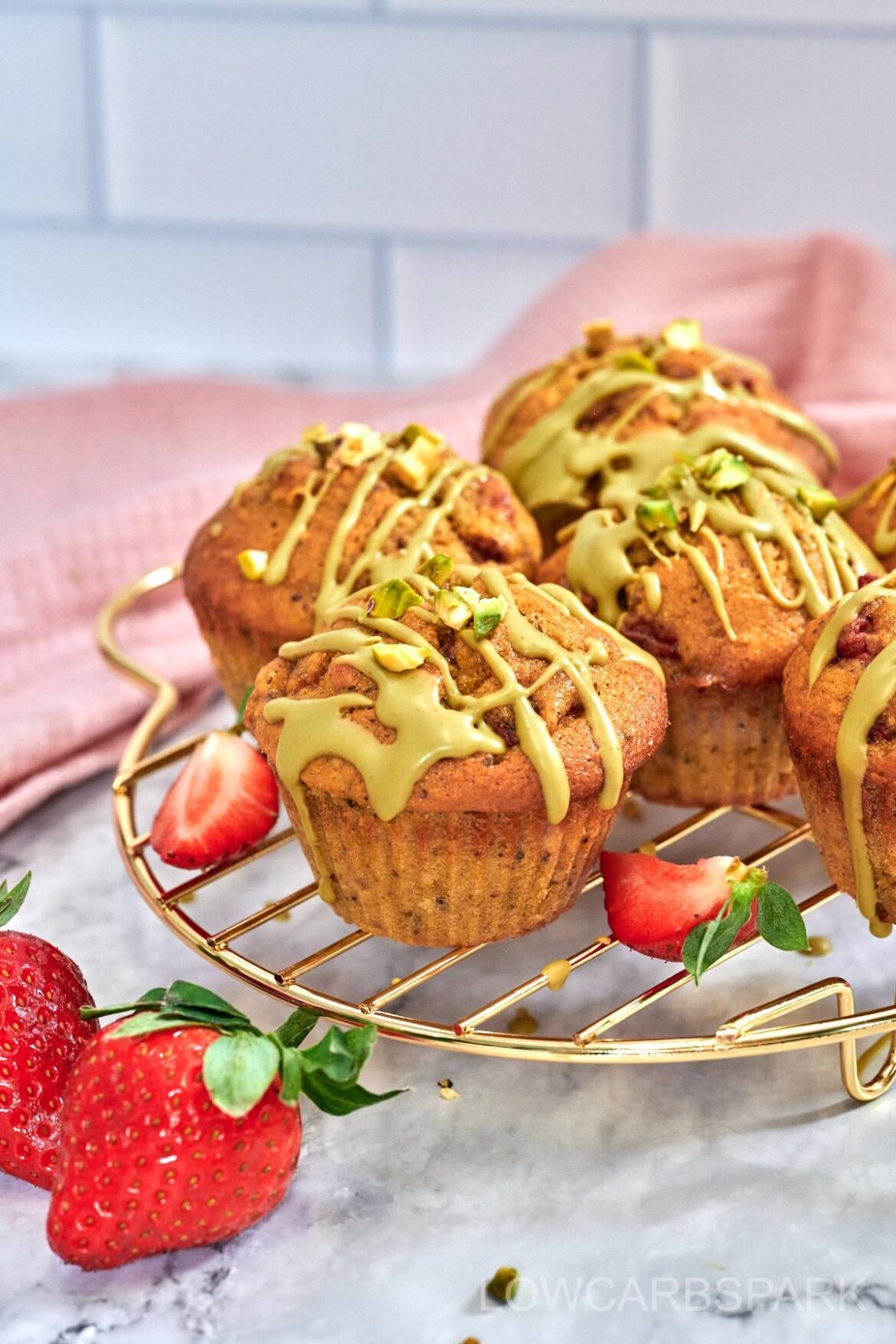 Keto Strawberry Pistachio Muffins