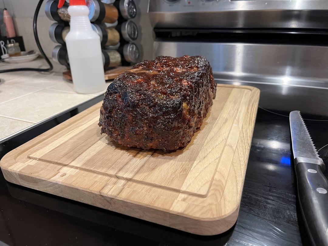Smoked a meatloaf with all my brisket trimmings Dining and Cooking
