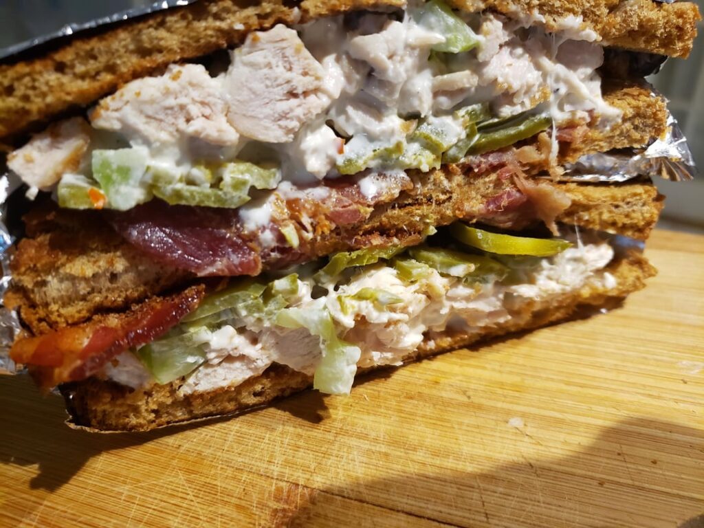 Chicken salad w/ pickled jalapeños and bacon
