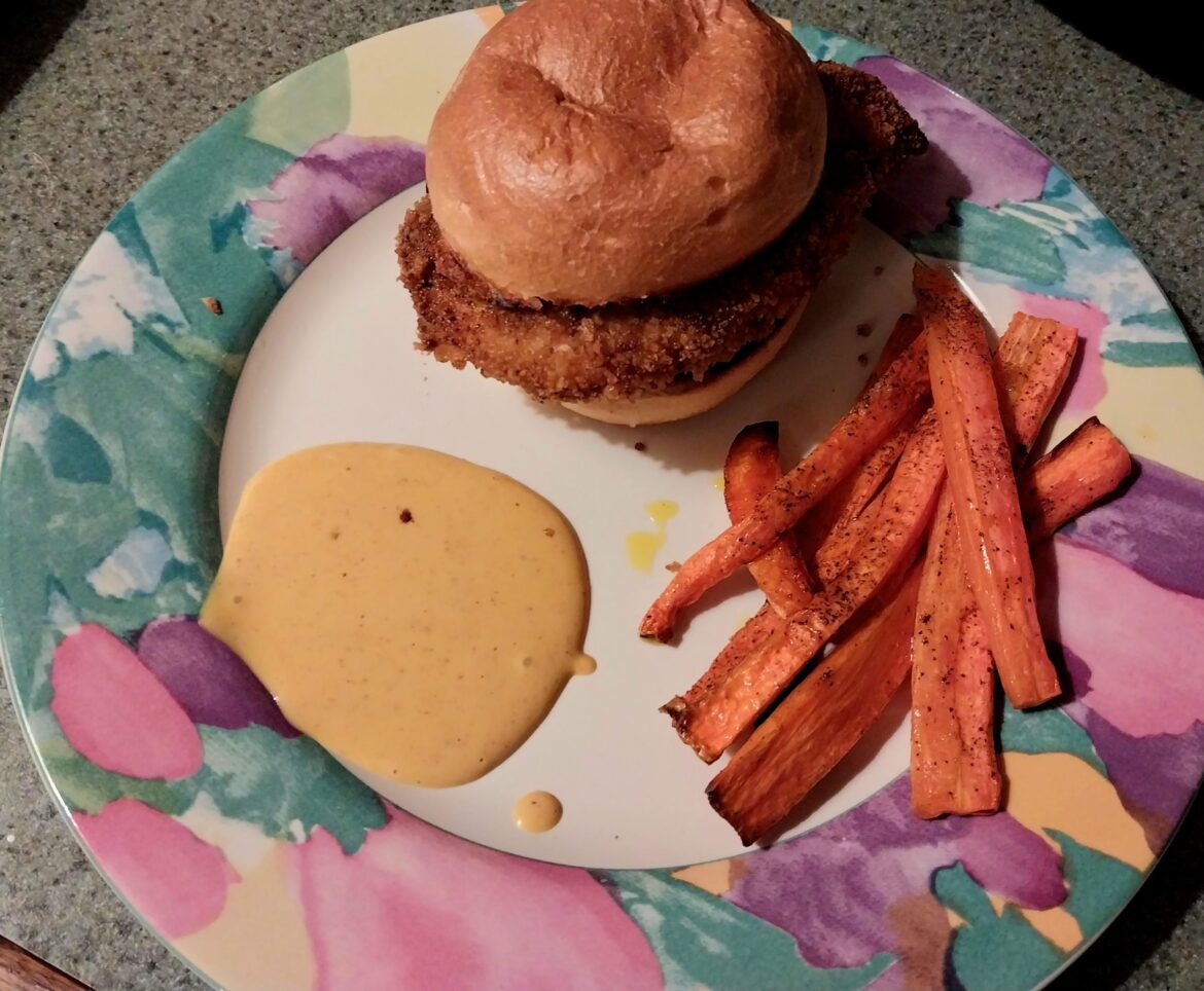 Garlicky fried chicken sandwich